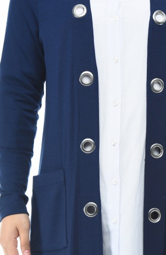 Long Gilet Grande Taille 4028-04 Bleu marine 4028-04