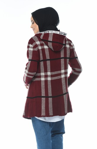 Hooded Tricot Cardigan Burgundy 1956-04