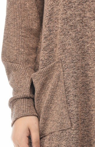 Big Size Pocket Tricot Sweater Mink 8002-03