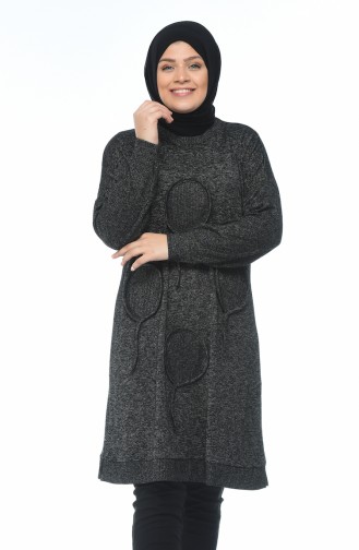 Big Size Tricot Sweater Black 8003-01