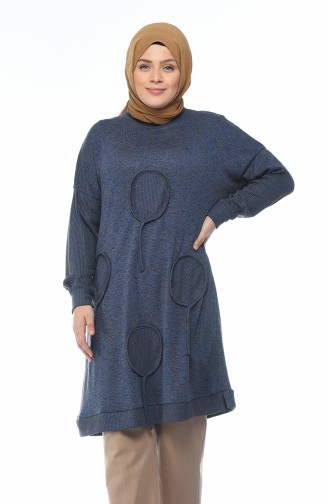 Big Size Tricot Sweater Indigo 8003-02