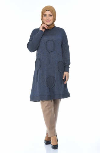 Big Size Tricot Sweater Indigo 8003-02