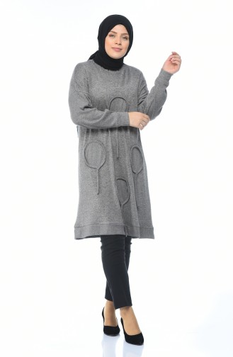 Big Size Tricot Sweater Gray 8003-04