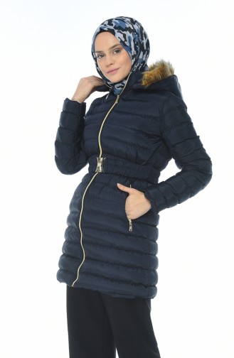 Hooded Inflatable Coat Navy Blue 0097-04