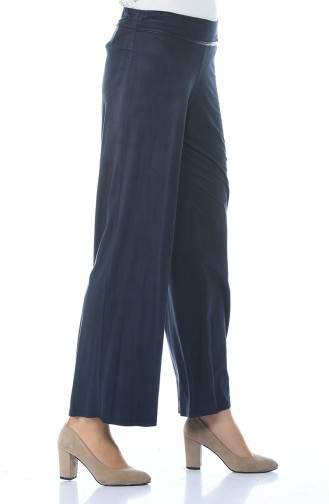 Suede Wide Trousers Navy Blue 5K1500500-03