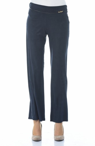 Suede Wide Trousers Navy Blue 5K1500500-03