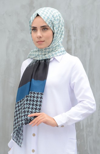 Patterned Cotton Shawl Petrol Blue 95298-10