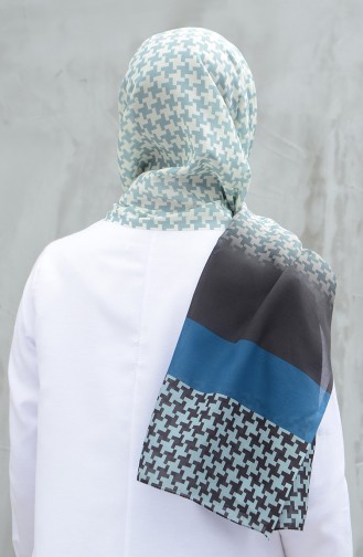 Patterned Cotton Shawl Petrol Blue 95298-10