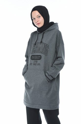 Baskılı Sweatshirt 1588-04 Koyu Gri 1588-04