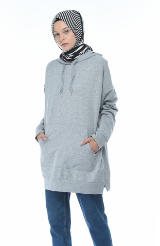 Sweatshirt a Capuche 6388-02 Gris 6388-02