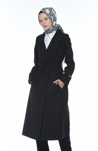 Gabardin Kumaş Trençkot 1235-01 Siyah