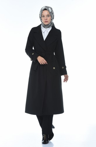 Gabardin Kumaş Trençkot 1235-01 Siyah