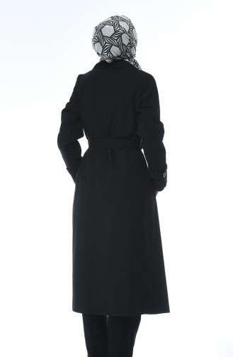 Gabardine Fabric Trench Coat Black 1235-01