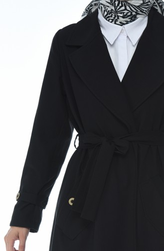 Gabardin Kumaş Trençkot 1235-01 Siyah