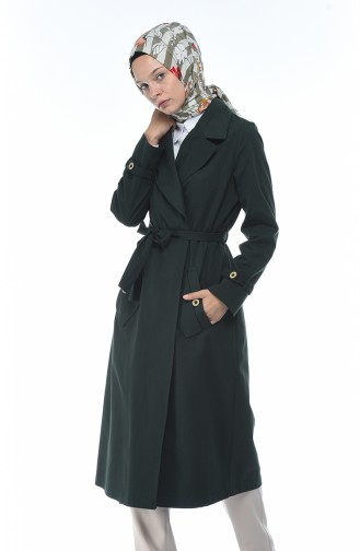 Gabardine Fabric Trench Coat Emerald Green 1235-04