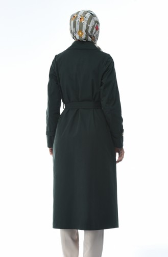 Gabardine Fabric Trench Coat Emerald Green 1235-04