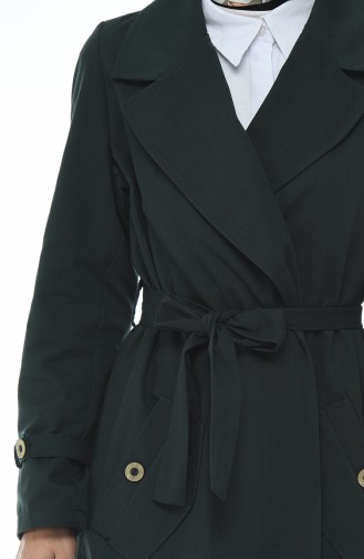 Gabardine Fabric Trench Coat Emerald Green 1235-04