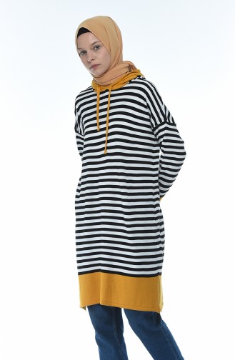 Thin Tricot Striped Tunic Mustard 1350-03