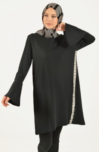 Ribbon Detailed Tunic Black 1447-01