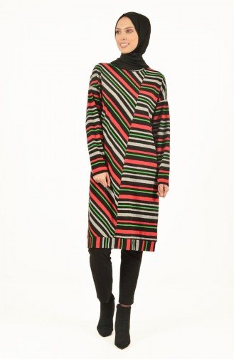 Striped Tunic Black Red 1474A-01