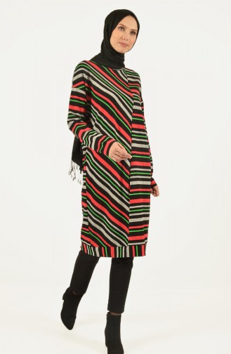 Striped Tunic Black Red 1474A-01