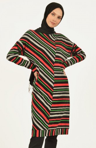 Striped Tunic Black Red 1474A-01