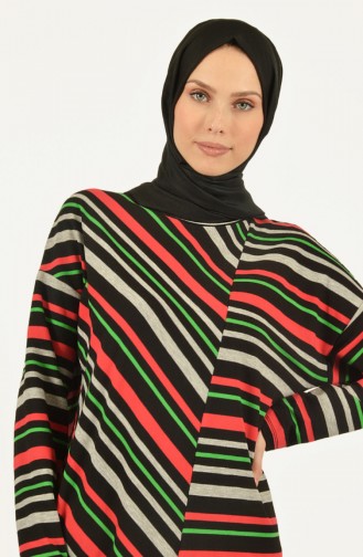 Striped Tunic Black Red 1474A-01