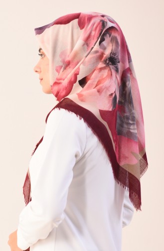 Gemustertes Baumwolles Kopftuch 2374-10 Weinrot Beige 2374-10