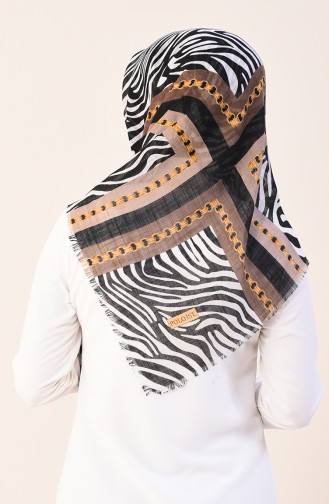 Patterned Square Scarf Beige 2375-08
