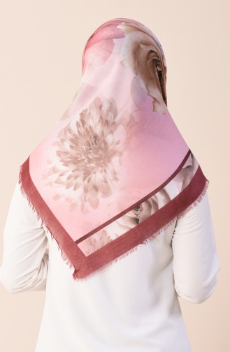 Flower Patterned Cotton Scarf Rose Dried 2376-11