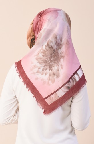 Flower Patterned Cotton Scarf Rose Dried 2376-11