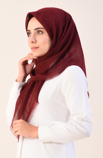 Düz Flamlı Pamuksu Eşarp 2377-01 Bordo