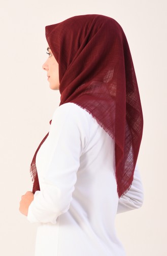 Düz Flamlı Pamuksu Eşarp 2377-01 Bordo