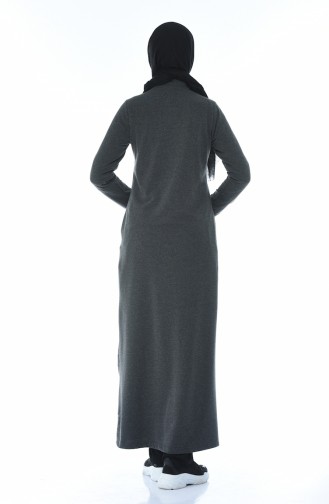 Sports Ribbon Detailed Abaya Anthracite 9105-01