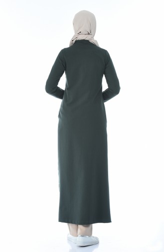 Sports Ribbon Detailed Abaya Khaki 9105-05