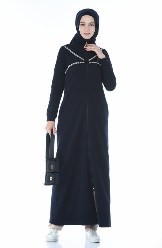 Sports Abaya with Zipper Navy blue 9106-02