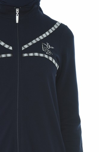 Sports Abaya with Zipper Navy blue 9106-02