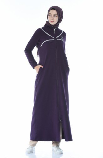 Sports Abaya with Zipper Purple 9106-03