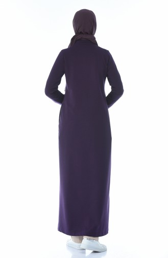 Sports Abaya with Zipper Purple 9106-03