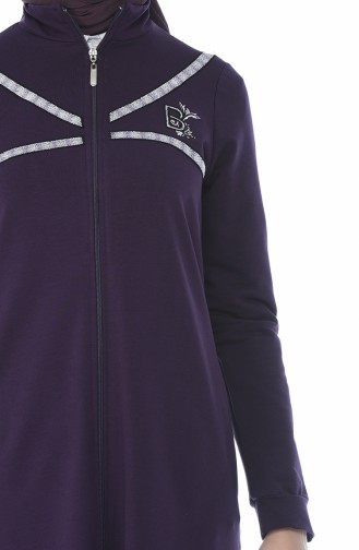 Sports Abaya with Zipper Purple 9106-03