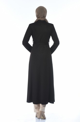 Zippered Belted Abaya Brown 8213-03