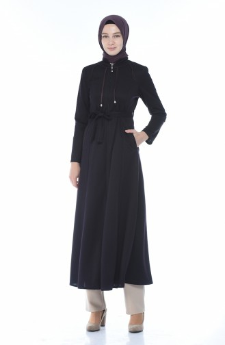 Zippered Belted Abaya Purple 8213-04