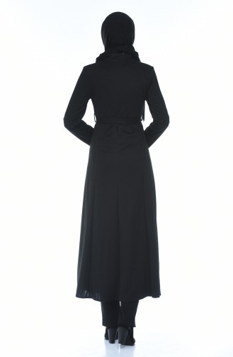 Abaya mit Band und Reissverschluss 8213-05 Schwarz 8213-05