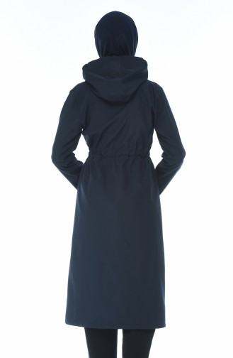 Waist Pleated Seasonal Cape Navy Blue 5024-04