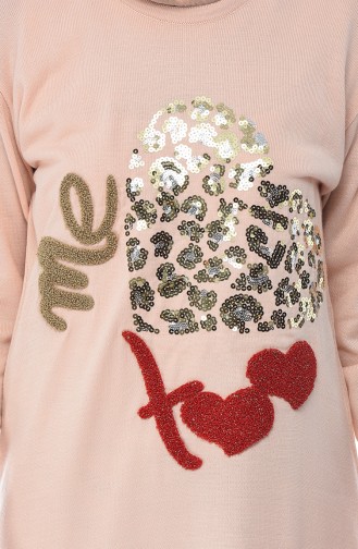 Sequined Tricot Sweater Powder 1114-05