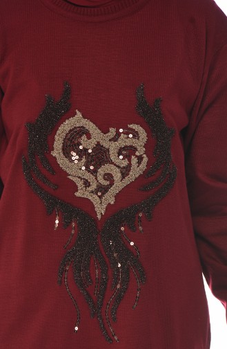 Sequined Tricot Sweater Bordeaux 1901-04