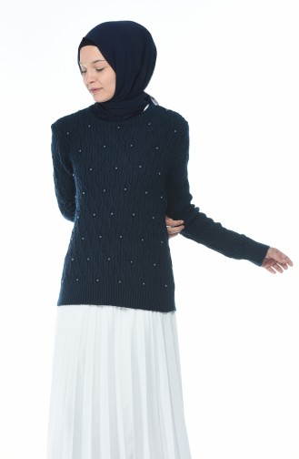 Tricot Pearl Sweater Navy blue 7701-05