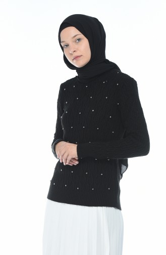 Tricot Pearl Sweater Black 7701-07