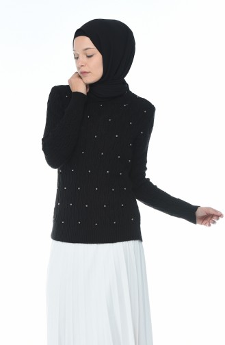 Tricot Pearl Sweater Black 7701-07