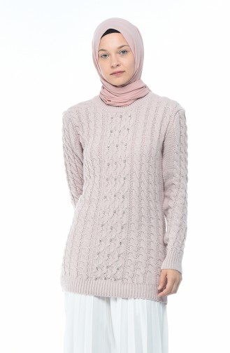 Tricot Sweater Decorated With Stones Powder 8037-01